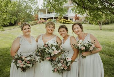 Bride with her bridesmaids